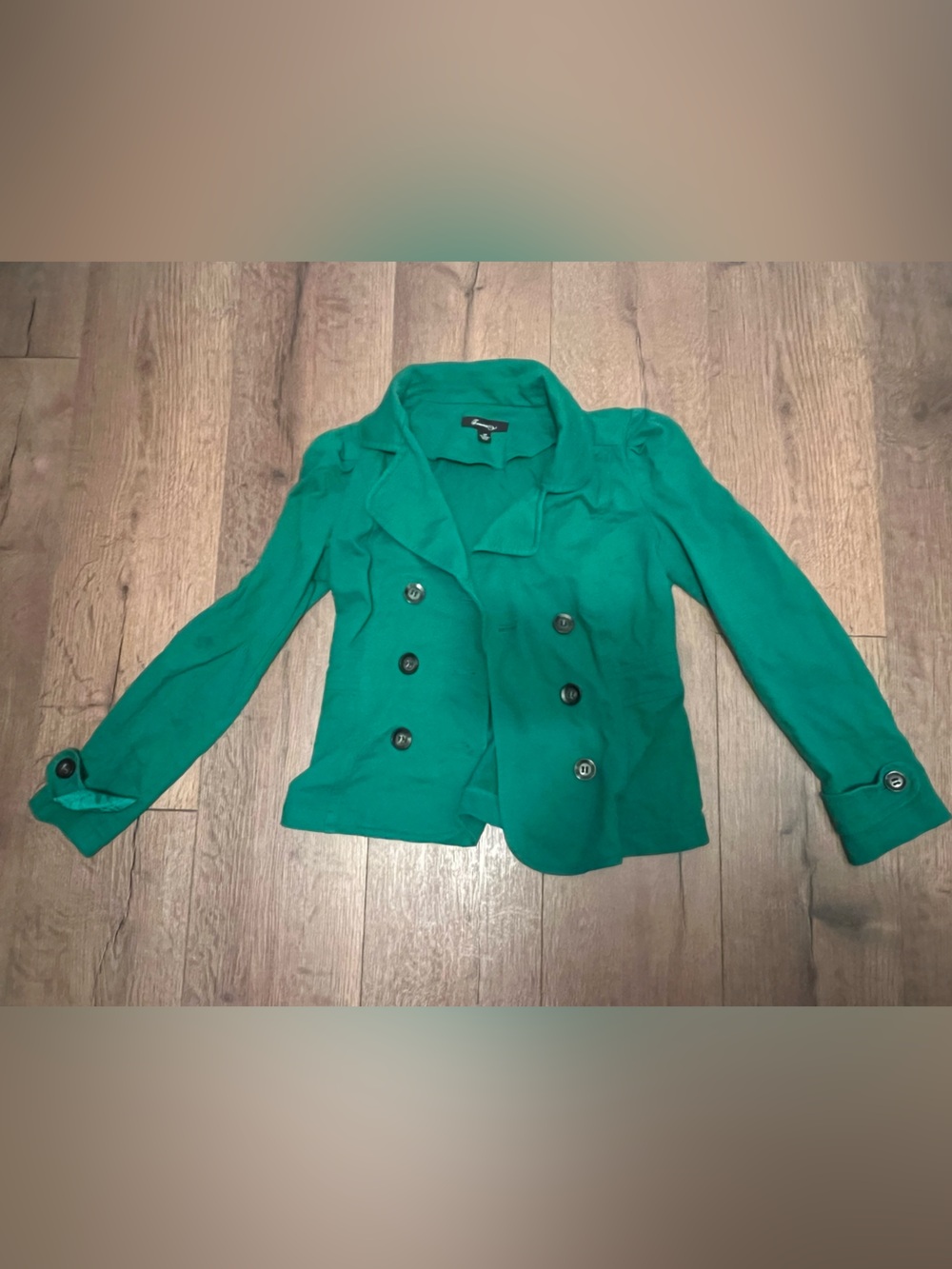 Forever 21 Emerald Green Double-Breasted Peacoat